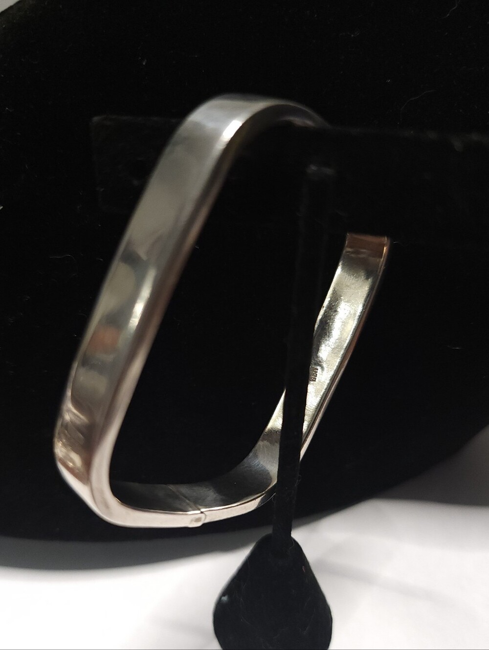 Vintage 925 Sterling Silver Square Hinged Bangle Bracelet Modernist 16g